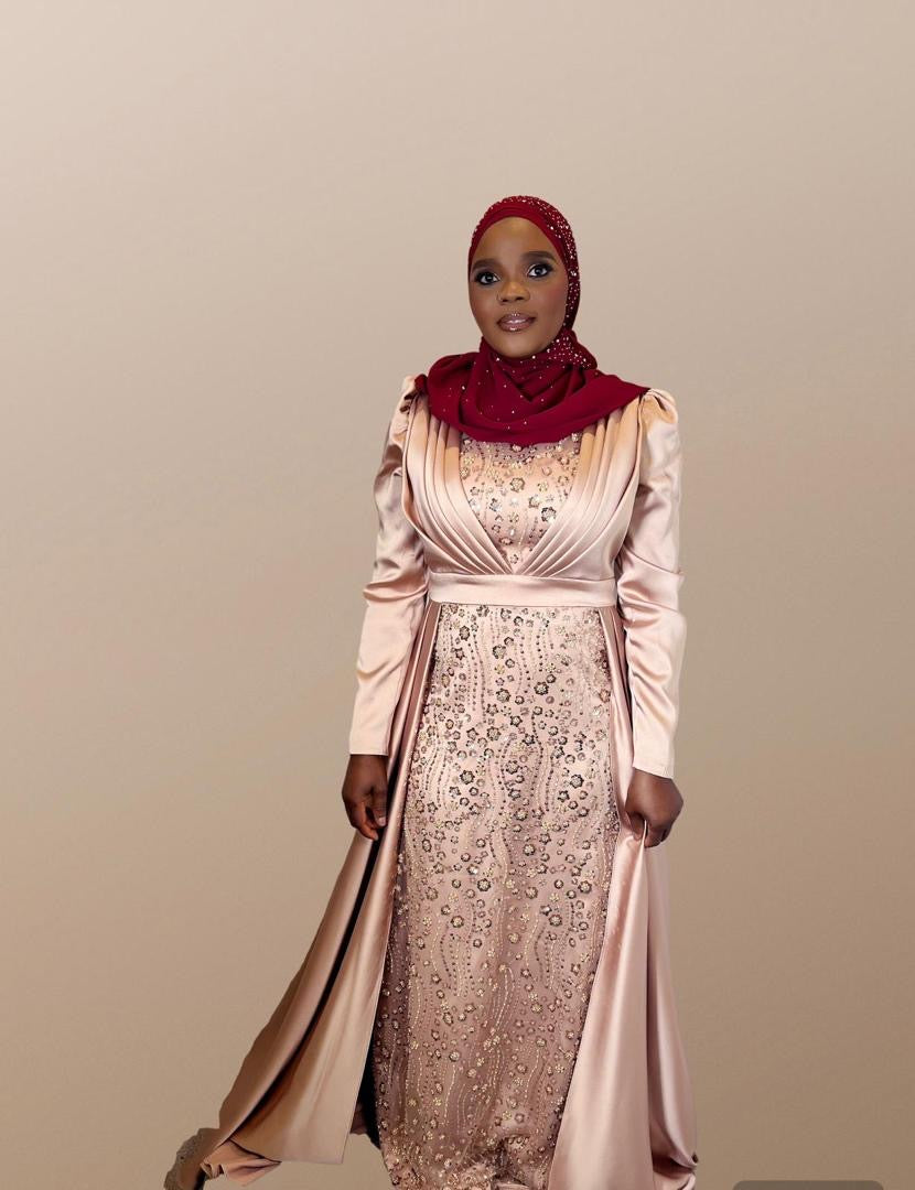 Gold Embellished Evening Dress