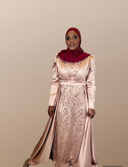 Gold Embellished Evening Dress